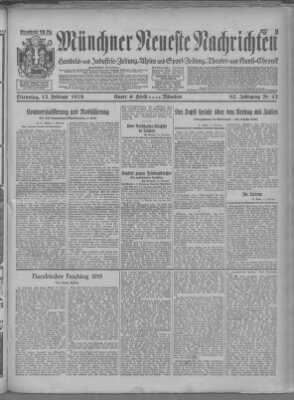 Münchner neueste Nachrichten Dienstag 12. Februar 1929