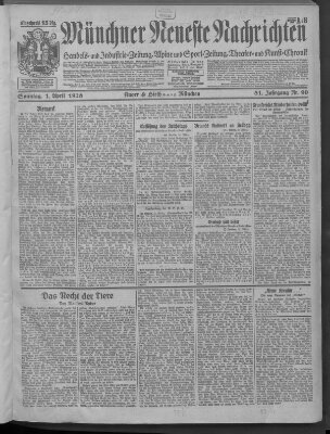 Münchner neueste Nachrichten Sonntag 1. April 1928