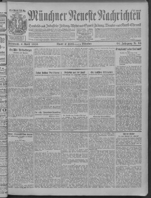 Münchner neueste Nachrichten Mittwoch 4. April 1928