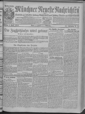 Münchner neueste Nachrichten Freitag 6. April 1928