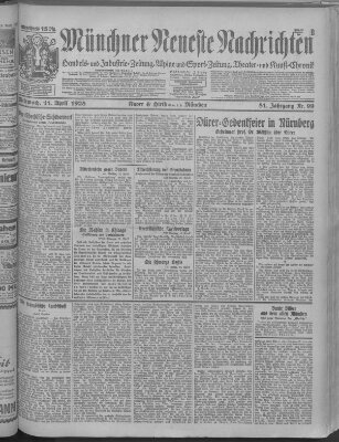 Münchner neueste Nachrichten Mittwoch 11. April 1928