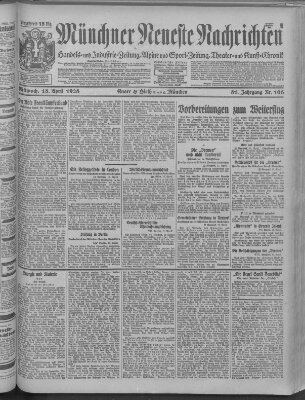 Münchner neueste Nachrichten Mittwoch 18. April 1928