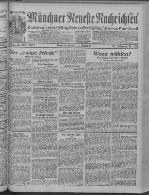 Münchner neueste Nachrichten Freitag 20. April 1928