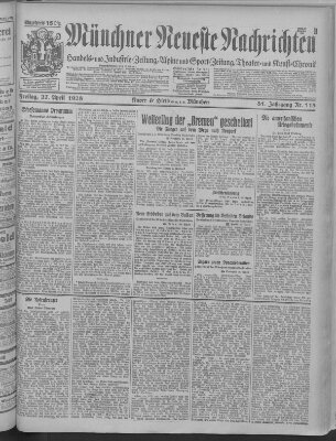 Münchner neueste Nachrichten Freitag 27. April 1928