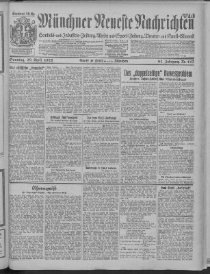 Münchner neueste Nachrichten Sonntag 29. April 1928