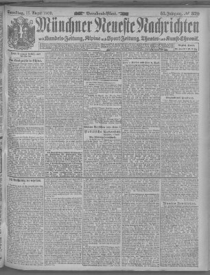 Münchner neueste Nachrichten Samstag 11. August 1900