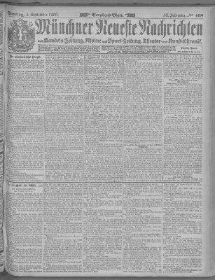 Münchner neueste Nachrichten Dienstag 4. September 1900