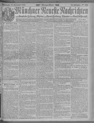 Münchner neueste Nachrichten Mittwoch 19. September 1900