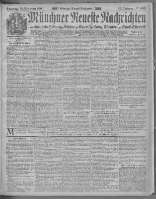 Münchner neueste Nachrichten Sonntag 30. September 1900