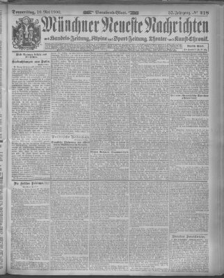 Münchner neueste Nachrichten Donnerstag 10. Mai 1900