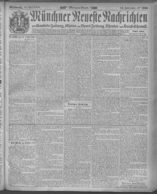 Münchner neueste Nachrichten Mittwoch 16. Mai 1900