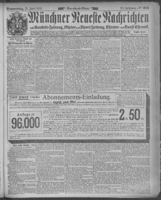 Münchner neueste Nachrichten Donnerstag 21. Juni 1900