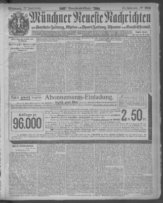 Münchner neueste Nachrichten Mittwoch 27. Juni 1900