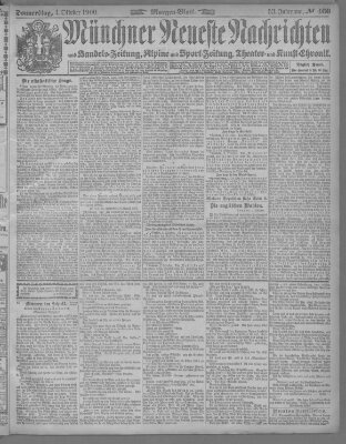 Münchner neueste Nachrichten Donnerstag 4. Oktober 1900