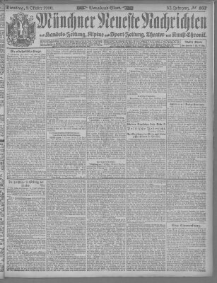 Münchner neueste Nachrichten Dienstag 9. Oktober 1900