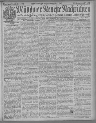 Münchner neueste Nachrichten Sonntag 14. Oktober 1900