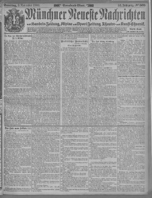 Münchner neueste Nachrichten Samstag 3. November 1900