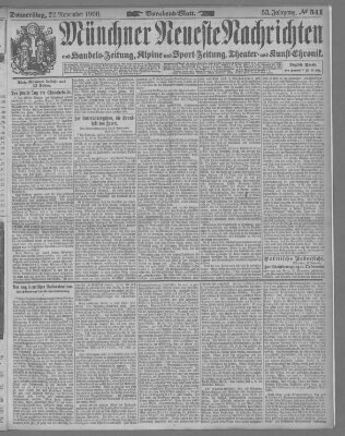 Münchner neueste Nachrichten Donnerstag 22. November 1900