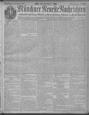 Münchner neueste Nachrichten Dienstag 4. Dezember 1900