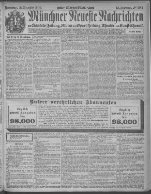 Münchner neueste Nachrichten Samstag 15. Dezember 1900