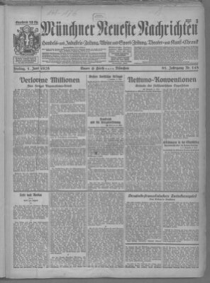 Münchner neueste Nachrichten Freitag 1. Juni 1928