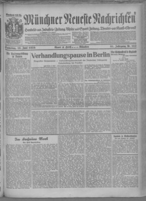 Münchner neueste Nachrichten Samstag 16. Juni 1928