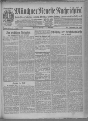 Münchner neueste Nachrichten Donnerstag 21. Juni 1928