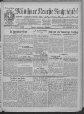 Münchner neueste Nachrichten Donnerstag 4. Oktober 1928