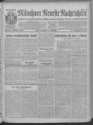 Münchner neueste Nachrichten Freitag 5. Oktober 1928