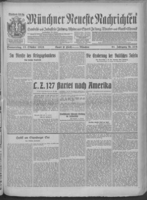 Münchner neueste Nachrichten Donnerstag 11. Oktober 1928