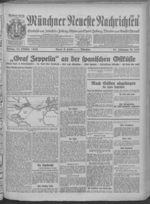 Münchner neueste Nachrichten Freitag 12. Oktober 1928