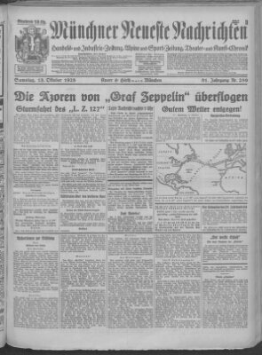 Münchner neueste Nachrichten Samstag 13. Oktober 1928