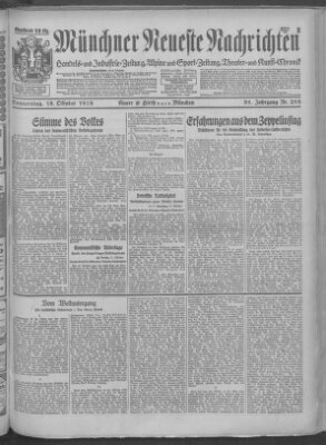 Münchner neueste Nachrichten Donnerstag 18. Oktober 1928