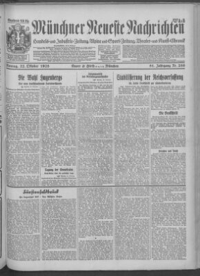 Münchner neueste Nachrichten Montag 22. Oktober 1928