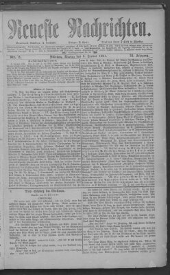 Neueste Nachrichten (Münchner neueste Nachrichten) Montag 3. Januar 1881