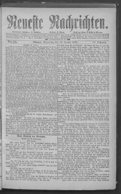 Neueste Nachrichten (Münchner neueste Nachrichten) Donnerstag 13. Januar 1881