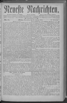 Neueste Nachrichten (Münchner neueste Nachrichten) Donnerstag 20. Januar 1881