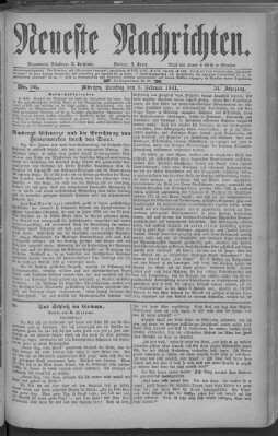 Neueste Nachrichten (Münchner neueste Nachrichten) Samstag 5. Februar 1881