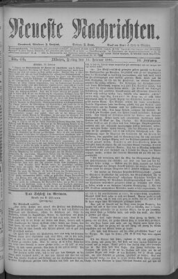 Neueste Nachrichten (Münchner neueste Nachrichten) Freitag 11. Februar 1881