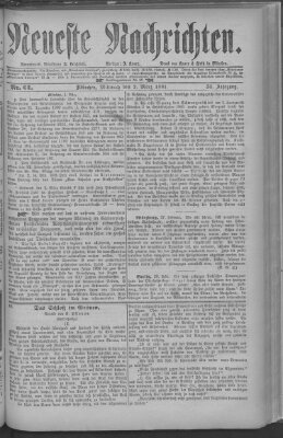 Neueste Nachrichten (Münchner neueste Nachrichten) Mittwoch 2. März 1881