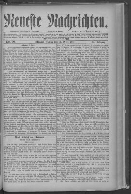 Neueste Nachrichten (Münchner neueste Nachrichten) Freitag 11. März 1881