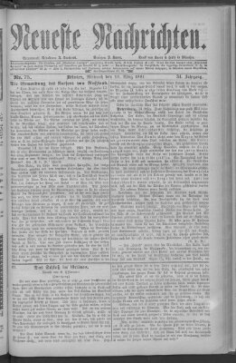 Neueste Nachrichten (Münchner neueste Nachrichten) Mittwoch 16. März 1881