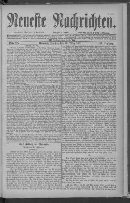 Neueste Nachrichten (Münchner neueste Nachrichten) Dienstag 29. März 1881