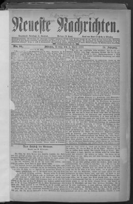 Neueste Nachrichten (Münchner neueste Nachrichten) Freitag 1. April 1881