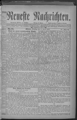 Neueste Nachrichten (Münchner neueste Nachrichten) Samstag 2. April 1881