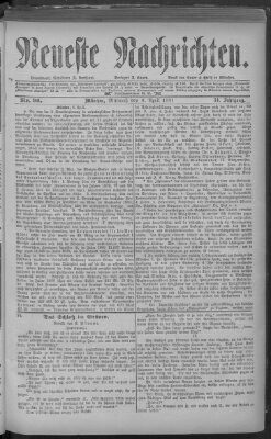 Neueste Nachrichten (Münchner neueste Nachrichten) Mittwoch 6. April 1881