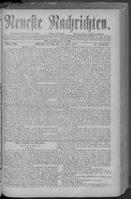 Neueste Nachrichten (Münchner neueste Nachrichten) Dienstag 19. April 1881