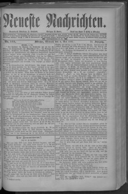 Neueste Nachrichten (Münchner neueste Nachrichten) Mittwoch 4. Mai 1881