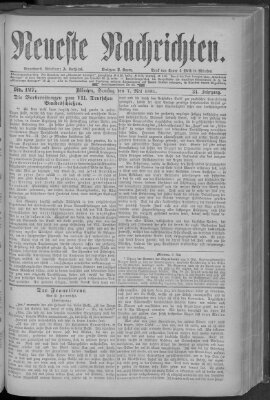 Neueste Nachrichten (Münchner neueste Nachrichten) Samstag 7. Mai 1881