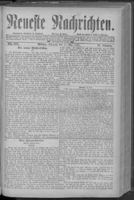 Neueste Nachrichten (Münchner neueste Nachrichten) Mittwoch 11. Mai 1881